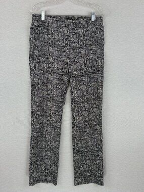 89th + MADISON BLACK & WHITE PRINTED WOMEN'S PANTS, STRAIGHT LEG, PULL-ON, L/G